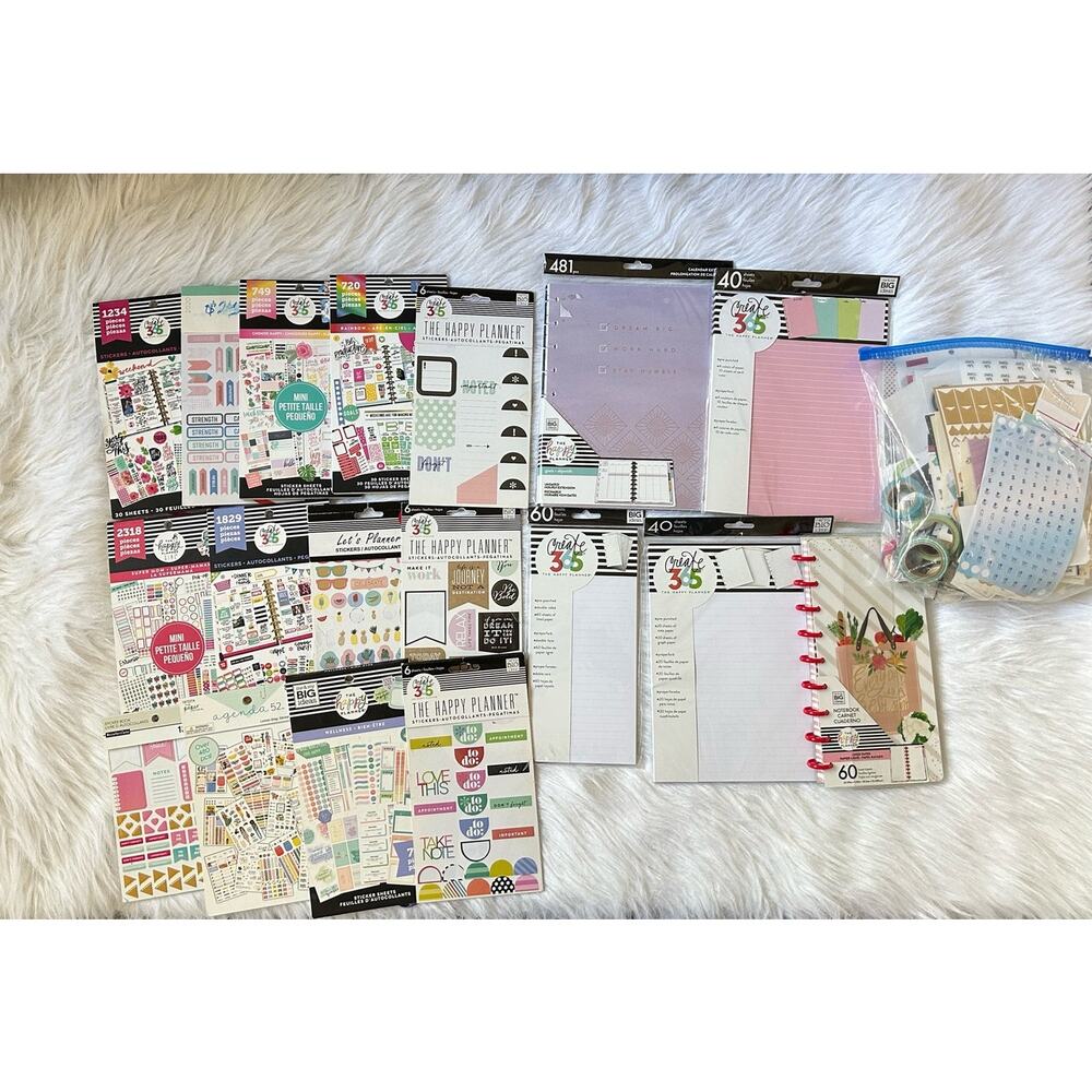 The Happy Planner Bundle Lot Half Sheet Notepad Full Sheet Paper Sticker Books